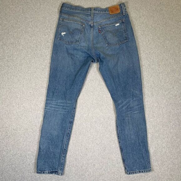 Levis Mens Size 30x30 Distressed Denim Jeans Blue Zip Fly Pockets Destroyed - Picture 4 of 7